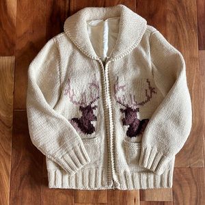 *VINTAGE* - ONE OF A KIND - Hand Knit Wool Zip Up Sweater Jacket